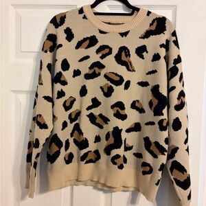 Leopard Print Sweater - Cream and Black